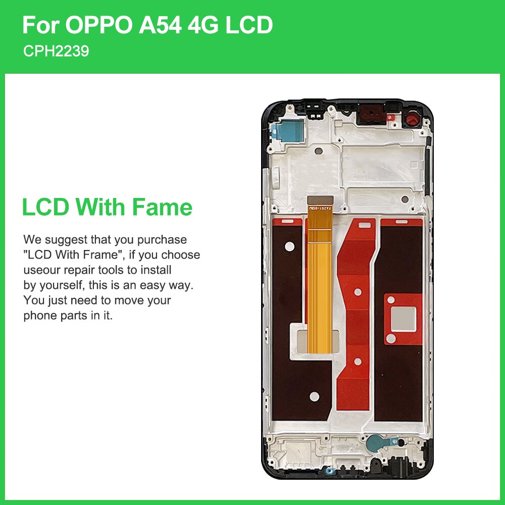 6.5"Original For Oppo A54 4G CPH2239 LCD Display Screen Touch Digitizer Replacement For Oppo A54 4G Display With Frame