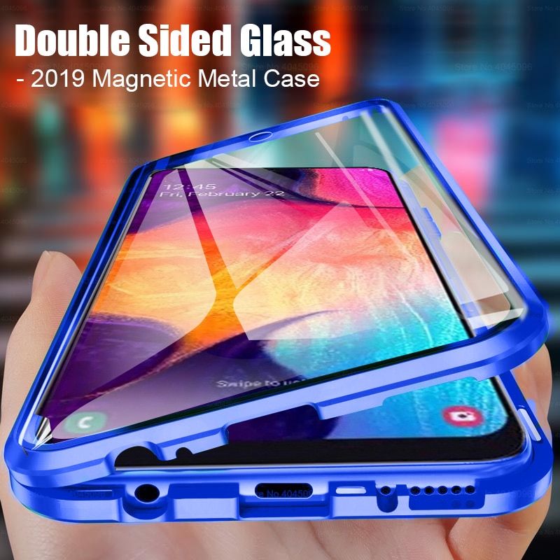 Doppelseitige Glas Fall Für samsung Galaxy A50 Cases Magnetic Metall stoßfänger Abdeckung für samsung A20 A30 A70 A50S m30S Coque