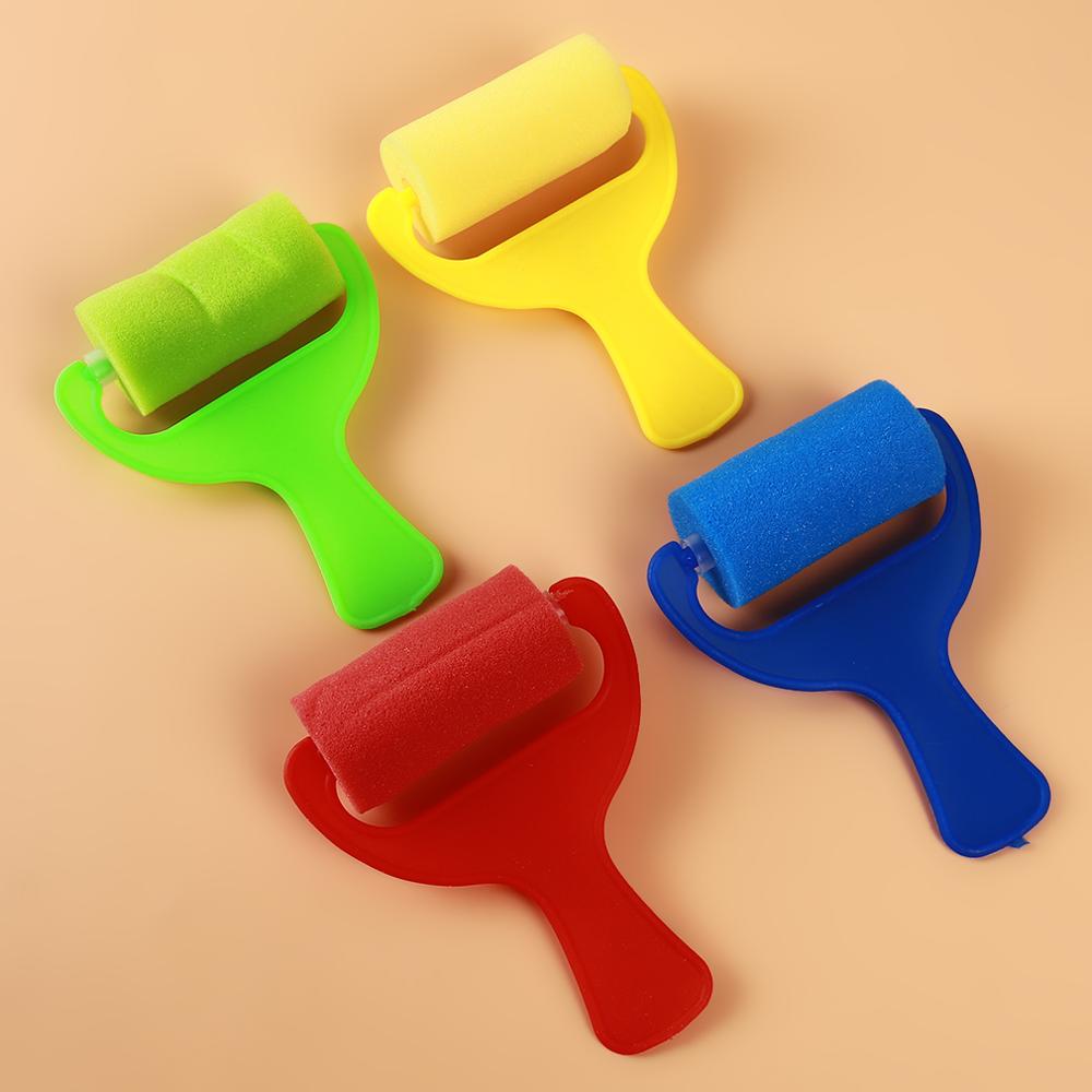 4 Uds DIY niños bebé educativo esponja rodillo Graffiti pintura pincel colorido sello sellos herramienta de juguete