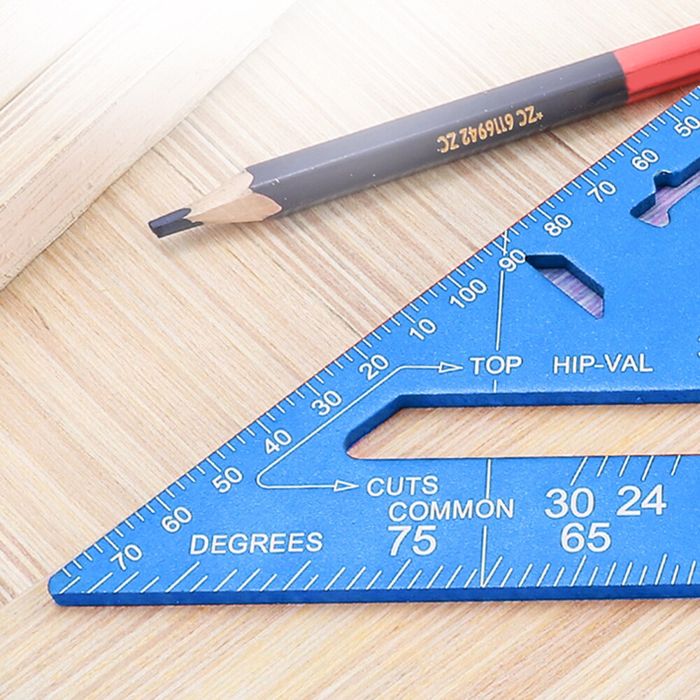 Angle Ruler 12 inch Metric Aluminum Alloy Triangular Measuring Ruler Woodwork Speed Square Triangle Angle Protractor