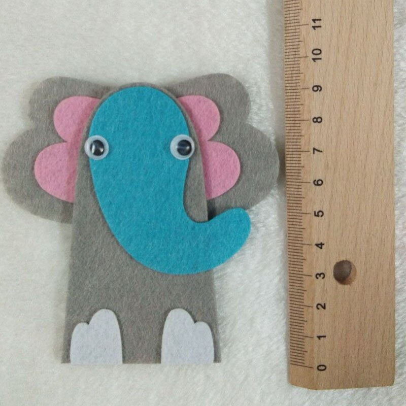 Smuk personlig filt dyr finger dukke diy ikke-vævet filt stof til dekoration kid undervisning læringsværktøj nøglering: Elefant