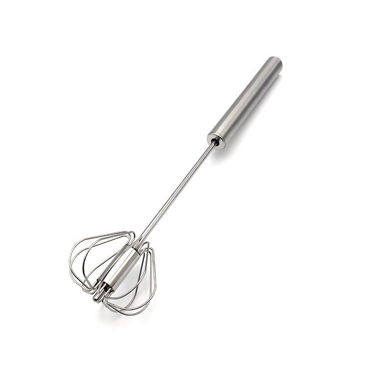 Semi Automatic Egg Beater Stainless Steel Manual Rotating Mixer Self Turning Egg Stirrer Kitchen Baking Accessories Egg Tools: L