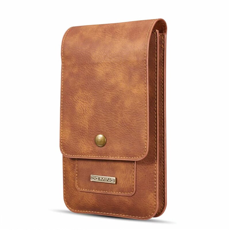 Universele Lederen Holster Case Mobiele Telefoon Tas Voor Samsung/Iphone/Huawei/Htc/Lg/Xiaomi Portemonnee case Belt Pouch Portemonnee Cover: 5.5inch / Brown