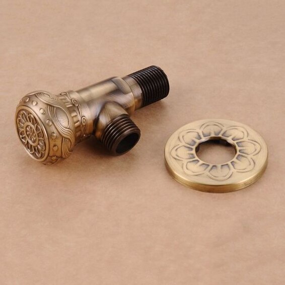 Kraan Vervangende Onderdelen 1/2 "x 1/2" Antiek Messing Hoekstopkraan Uitgeschakeld Water Driehoek Klep voor Kraan en Wc HJ-0318F