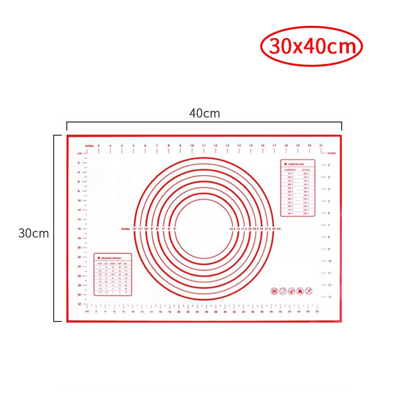 Siliconen bakmat met schaalverdeling, deegrolmat, kneedmat, antiaanbaklaag voor gebak, ovenvoering, bakvorm, bloemrolmat: 3040cm