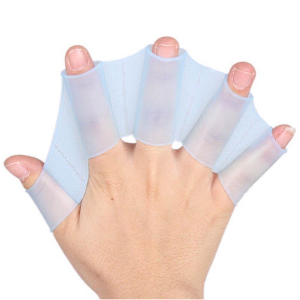 1 paar kikker siliconen hand zwemvinnen handboeien flippers zwempalm vinger  h7jp
