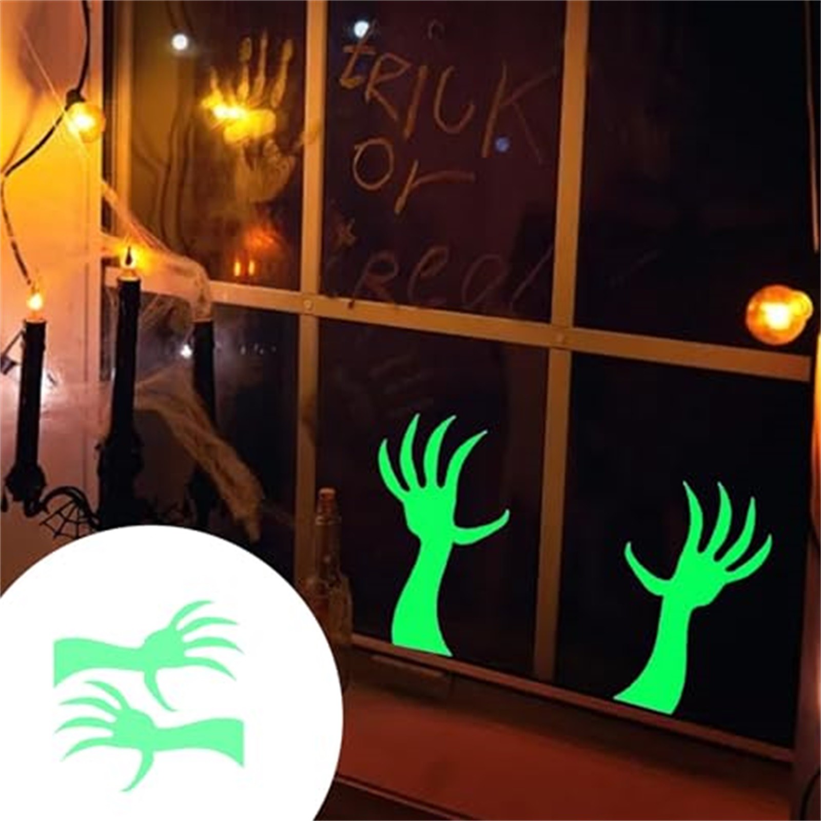 Halloween-lysende veggdekor med øyne som lyser i mørket, vindusklistremerke til halloween-dekorasjon, festutstyr til hjemmet: Rosa