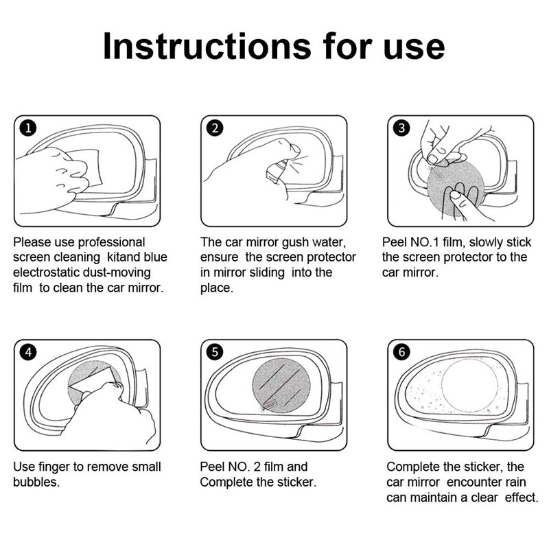 6pz auto Retrovisore Pellicola A Specchio Specchietto Laterale auto anti-bagliore Pellicola Nano film anti-nebbia Pioggia Impermeabile membrana di Protezione auto Retrovisore