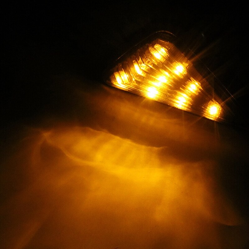 Motorcycle Turn Signal Light Euro Triangle Flush Mount Smoke Amber LED