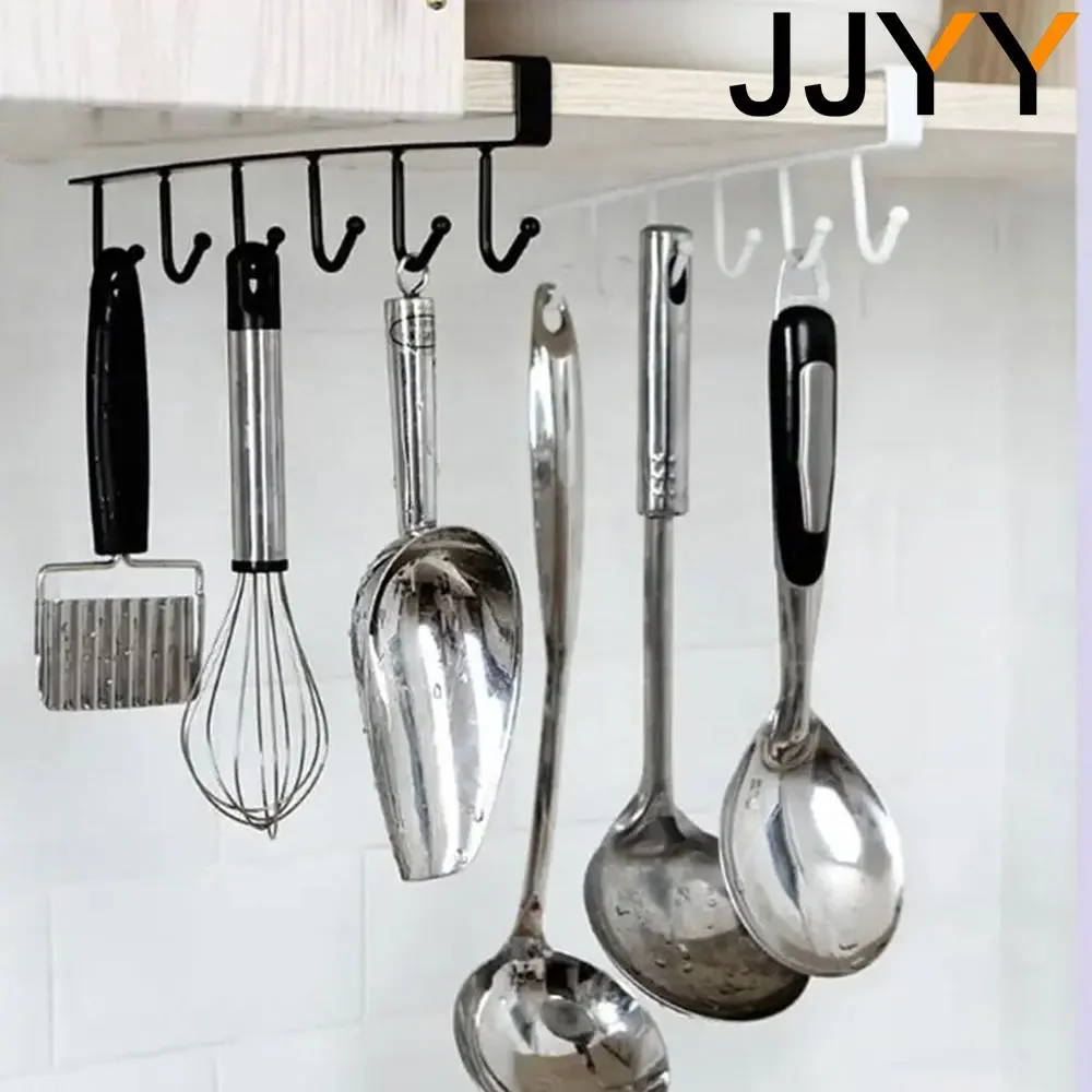 JJYY Kitchen Cabinets Ceiling Storage Hooks with 6 Hooks Table Cabinet Organizer Hanger Organizer Kitchen Hanging Tools