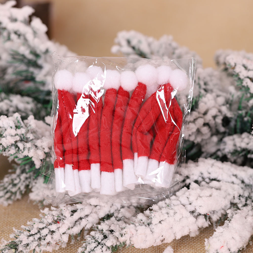 10pcs Lollipop Kerst Hoed Kleine Mini Snoep Kerstman Cap Decoratie Party Kerst Snoep hoed voor uw vriend