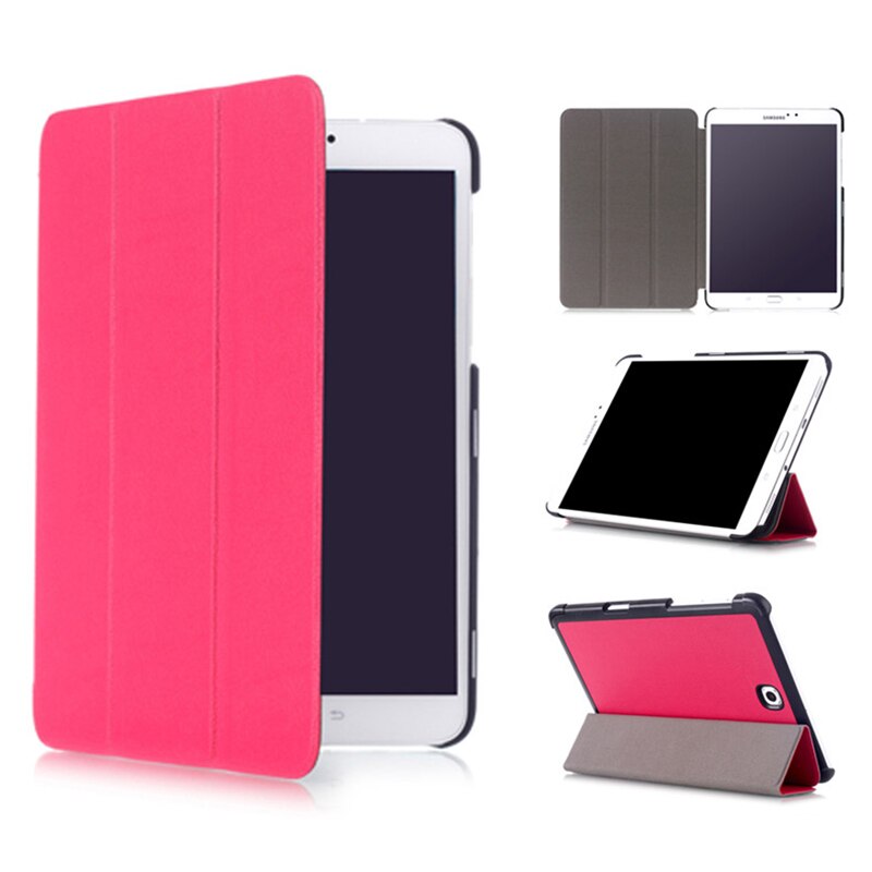 Tab  s2 9.7 skal skal sm -t813 t819 smal smart fodral till samsung galaxy tab  s2 9.7 sm-t810 t815 surfplatta med automatisk viloläge/väckning: Rosröd