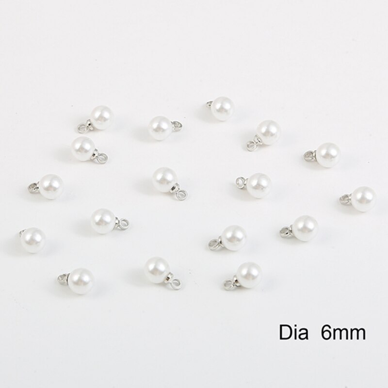 10 Uds. Blanco marfil ABS perlas encanto perno prisionero pendientes Back Stoppers oído Post tuercas enchufar para fabricación de joyería DIY base de aretes: White 6mm Hole 1.5mm