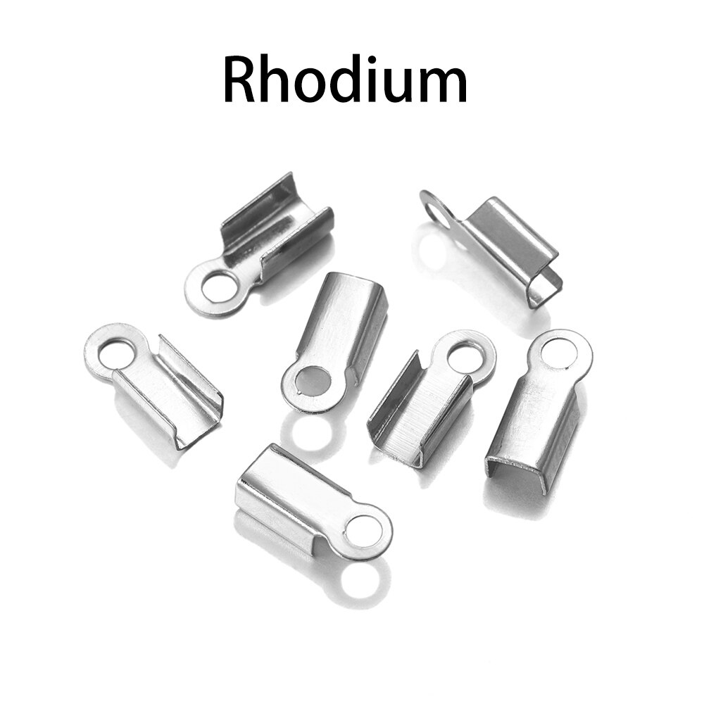 Fermoirs à crique, embouts de cordon, ruban de ficelle, pointe de Clip en cuir, connecteurs de perles à sertir pliables pour la fabrication de bijoux, fournitures de travaux manuels, 200 pièces/lot: M / WHITE