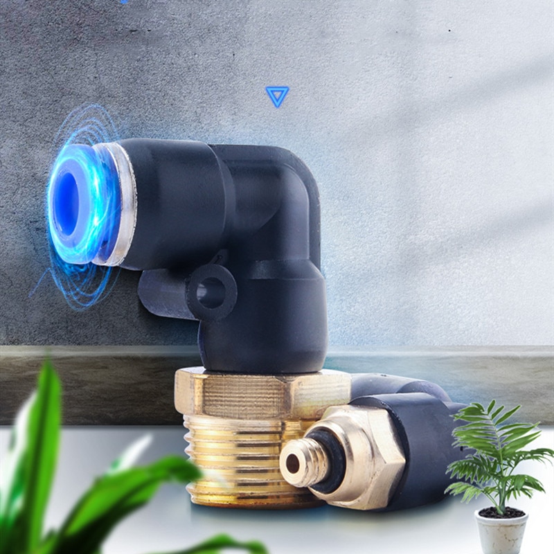 Pl fiting pneumatic cot 1/4 3/8 1/2 1/8 bsp filet tat conector rapid de aer l forma împingere furtun  od 6mm 8mm 10mm 12mm