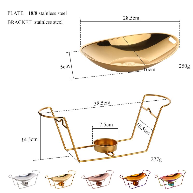 Olla seca de acero inoxidable para cocina, estufa de Alcohol, olla de lingotes para restaurante, plato de rozadura, caldera de combustible con soporte, hogar comercial