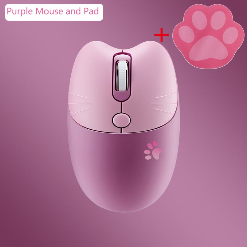Usb Draadloze Muis Optische Stille Roze Muis 3 Dpi Verstelbare Ergonomische Muizen Spel Kantoor Leuke Mause Voor Laptop: Purple with pink pad