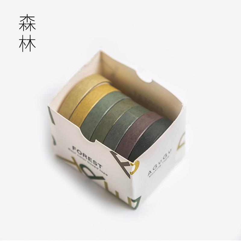 7 ruller washi tape sæt farvet malertape pakke dekorative tynde tape børn og vridning: H