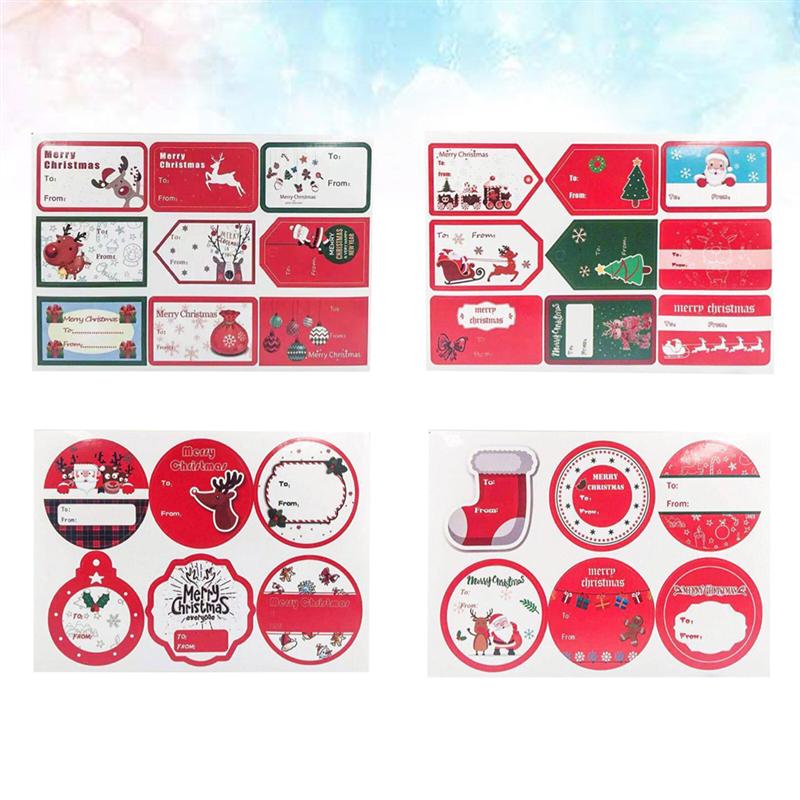 4pcs Stickers Adorable Cartoon Self Adhesive Exquisite Decals Sticker Paper Christmas Party