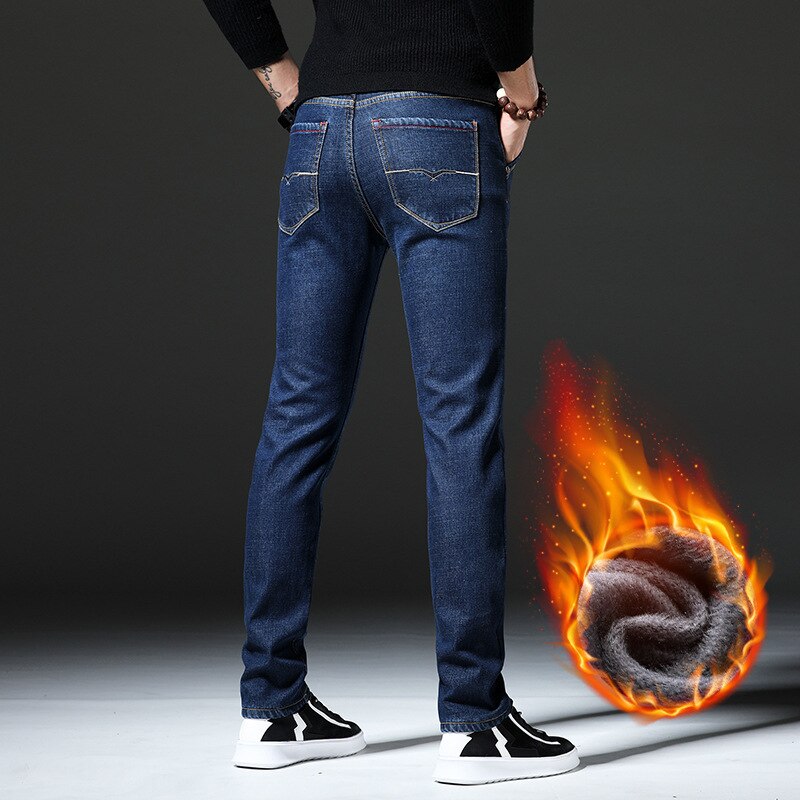 Mäns plus sammetsjeans casual all-match herrjeans plus size