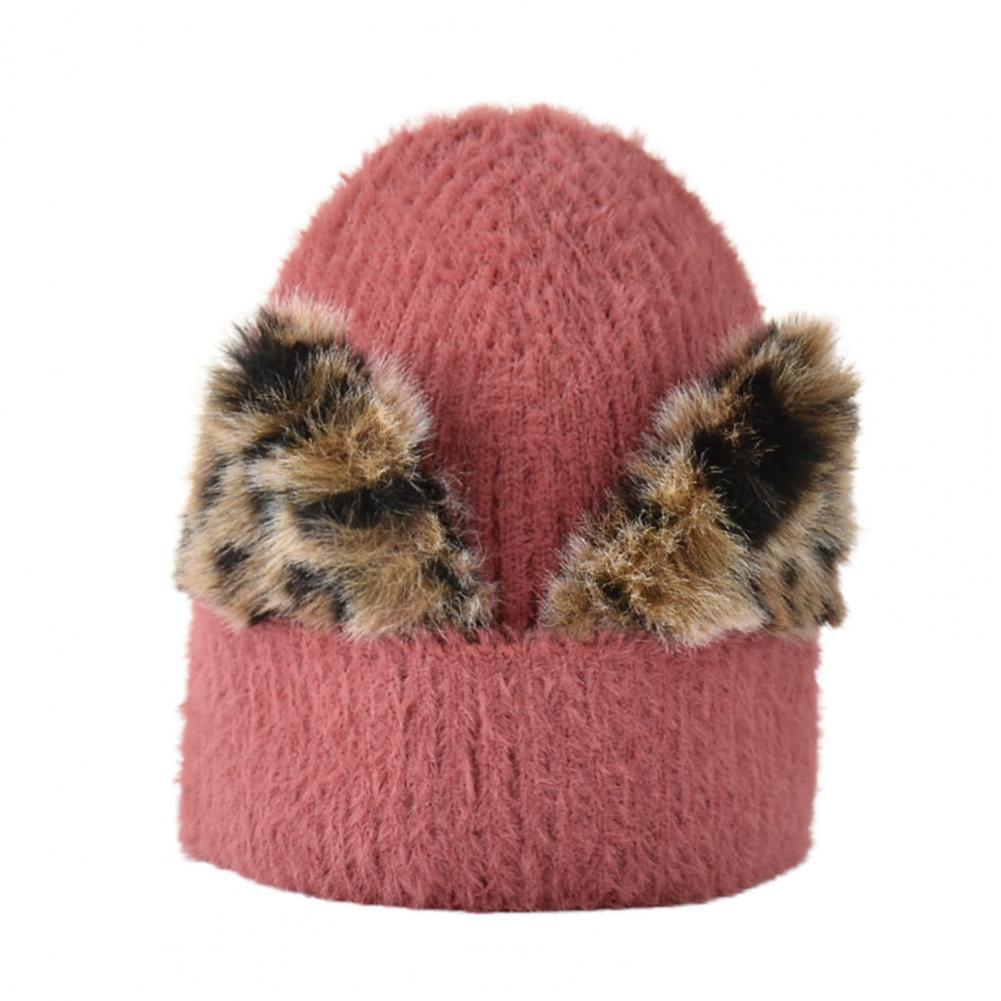 Trendy Winter Beanie Fluffy Winter Cap Knitted Soft Plush Winter Cap: Red