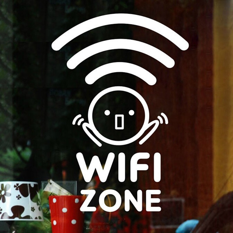 Wifi vyöhyke langaton internetkahvila ravintola seinätarra vinyylitaide irrotettava juliste muuri koriste toimiston ovelle  lx135