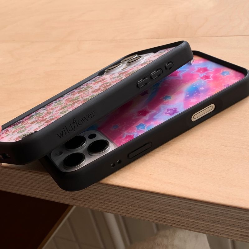2025 Neue Wildflower 3D WF Handyhülle für iPhone 12 13 14 15 16 Pro Max Plus Regenbogensterne Erdbeerblume Cover Cases Canvas