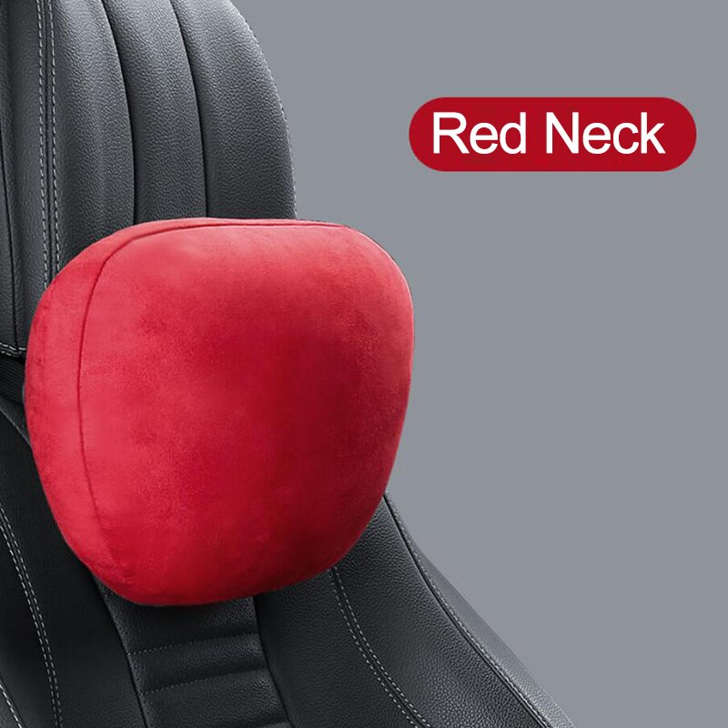 JINSERTA Auto Sitzkissen Unterstützung Kissen Maybach S Klasse Kopfstütze Taille Kissen Wildleder Stoff Sitz Zurück Nacken Unterstützung Kissen: rot-Nacken