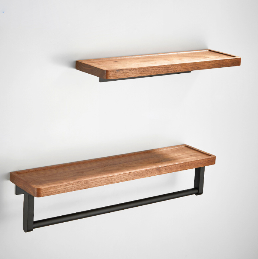 Bathroom Walnut rack the wall hanging storage shelf wood storage shelf