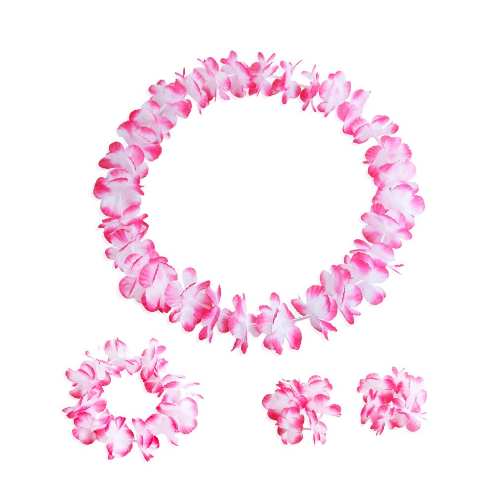 Guirnalda de flores Tropical de Luau Hawaiano, flores de Lei Hawaiano para fiestas, recuerdos de cabello, collar Decorativo de hawaiana # 0e: pink 
