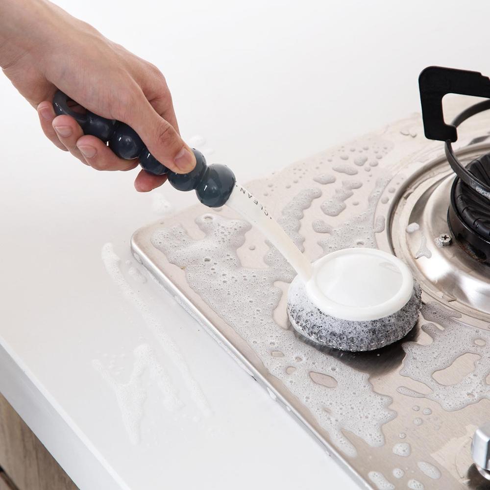 Kitchen Cleaning Brush Steel Wool with Handle Scrubbers Wash Steel Wire Ball Pan Pot Bowl Dish Brush Cleaning Tools