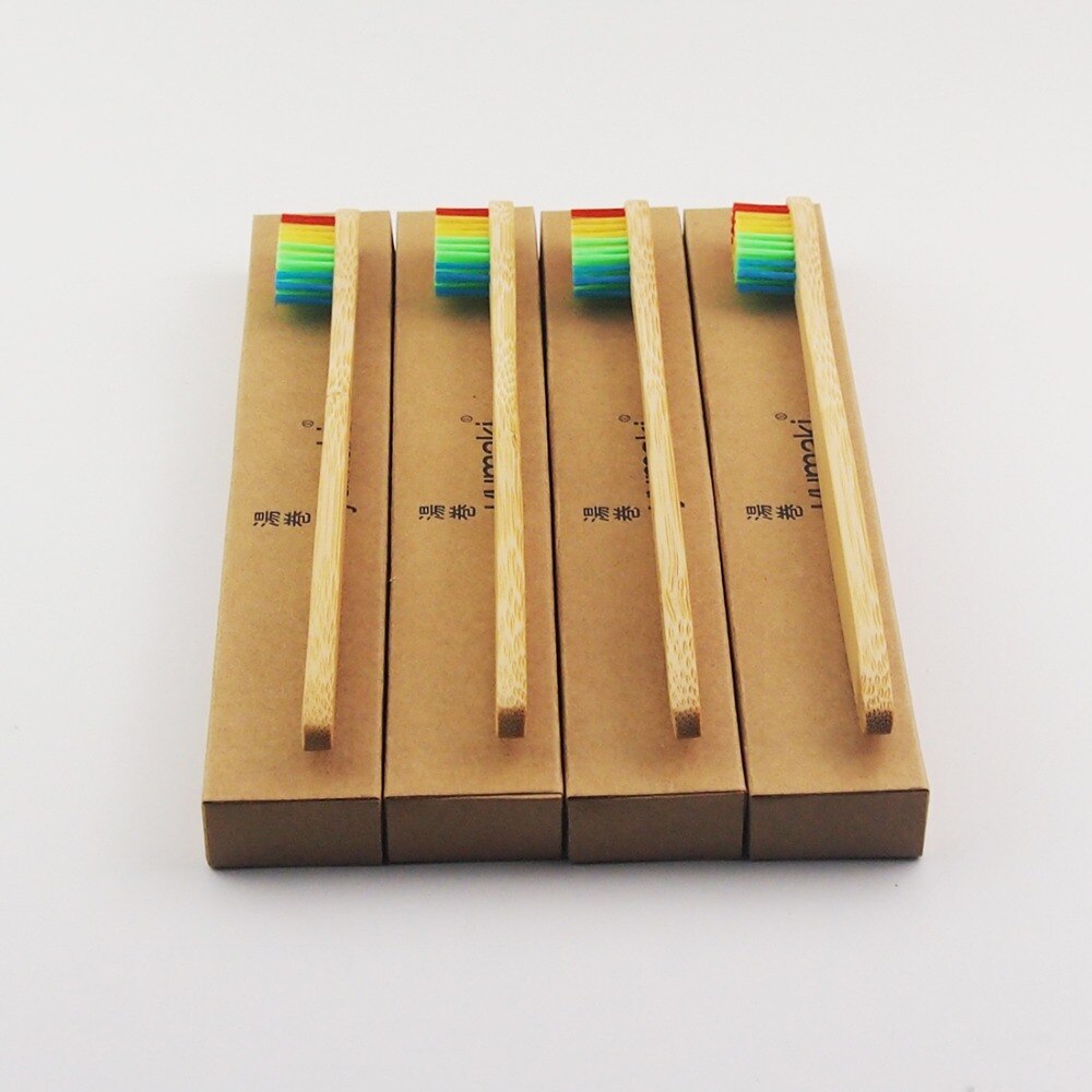 5 Pieces Bamboo toothbrush Soft Toothbruah soft-bristle Colorful bamboo fibre wooden handle