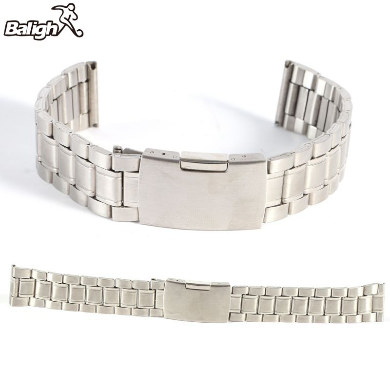 /Est ocio correas de reloj de acero inoxidable Unisex correa de reloj recta Snaps pulsera 18mm 20mm 22mm