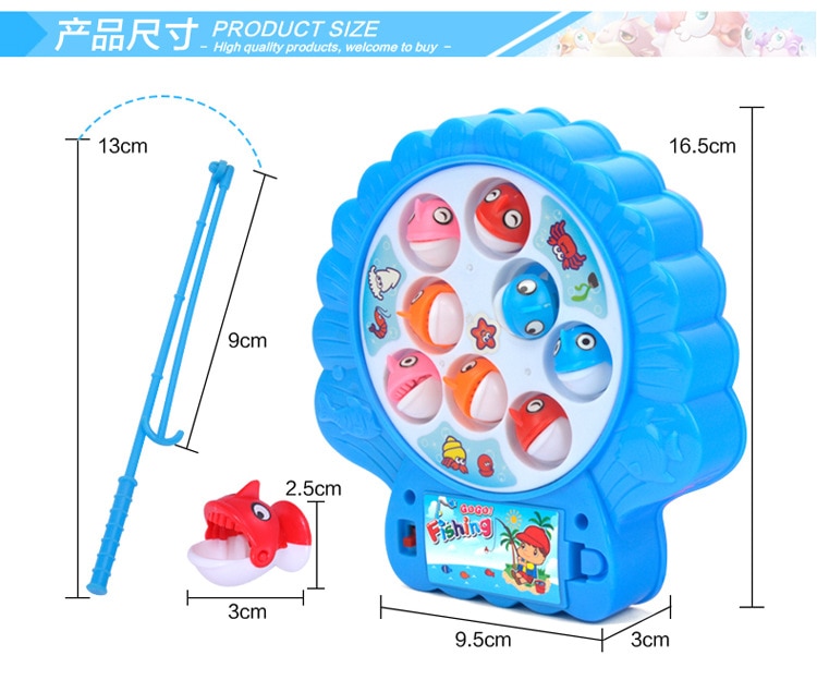 Electric Rotating Fishing Game Musical Fishing Educational Toys with 8 Fishes Toy For Children Outdoor Play Set