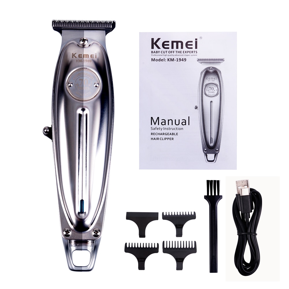 Kemei 1949 tondeuse à cheveux électrique sans fil tondeuse à cheveux tout métal 0mm tête à baldaquin T lame finition coupe de cheveux Machine: no box