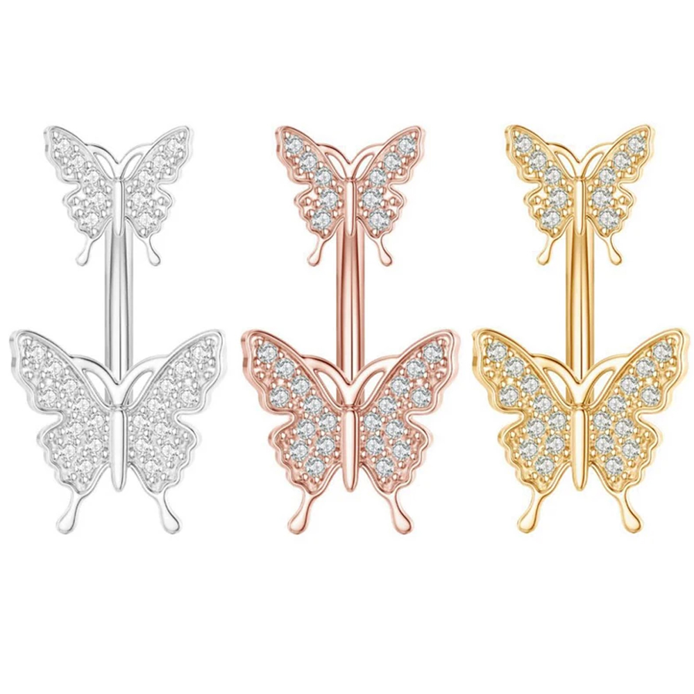 1PC Gold Color Series Crystal Belly Button Rings Snake Flower Heart Belly Ring for Women Stainless Steel Dangled Navel Piercing