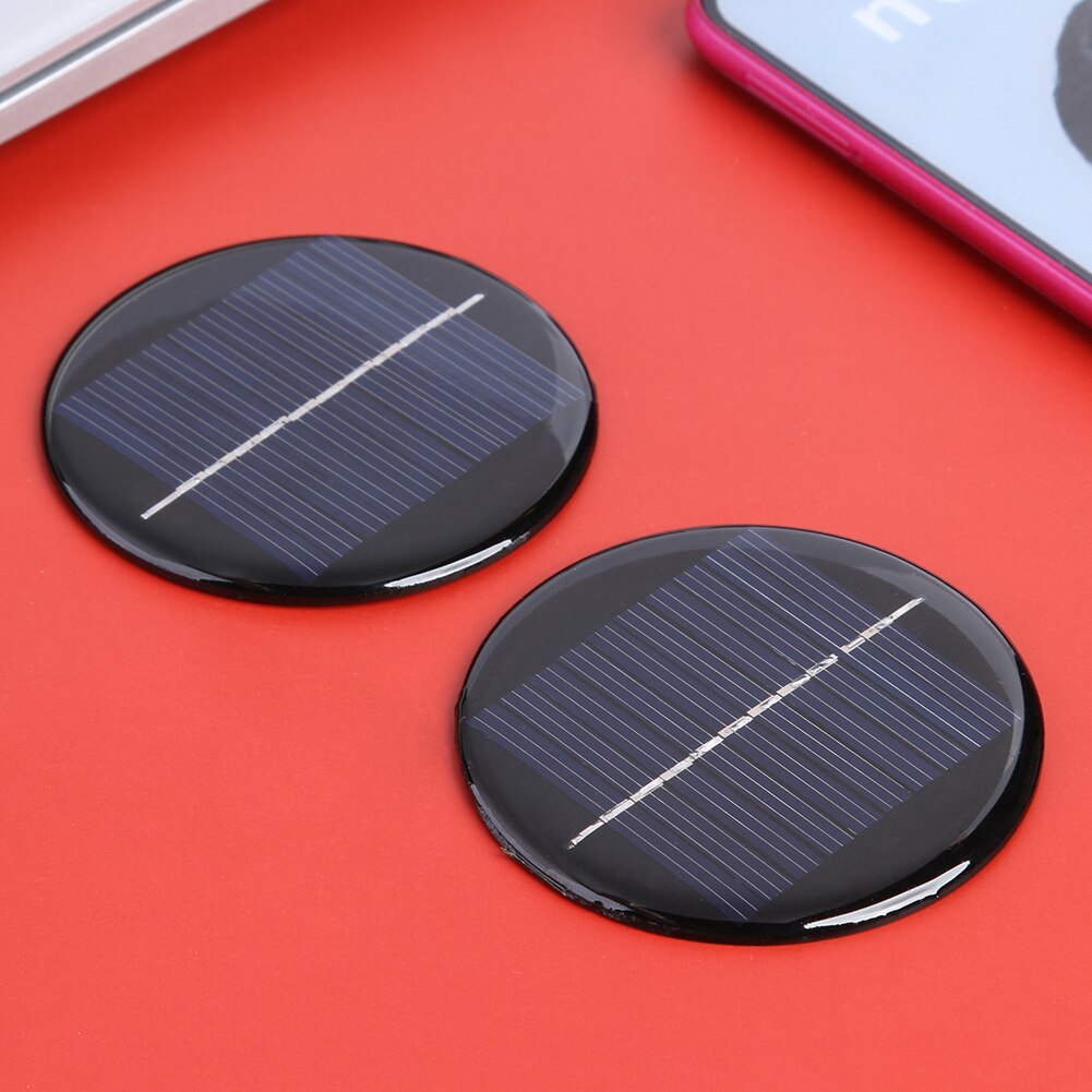 2pcs 60mm 0.28W 5V Round Solar Panel Board DIY Power Bank Battery Cell Chargers Portable Mini Solar System
