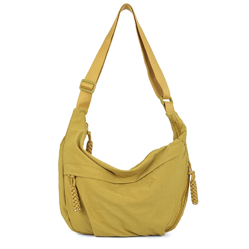 Nylon Shoulder Bag High Capacity Women's Crossbody Messenger Bag Leisure Versatile Purses and Handbags Totes Hobos Bag: Yellow