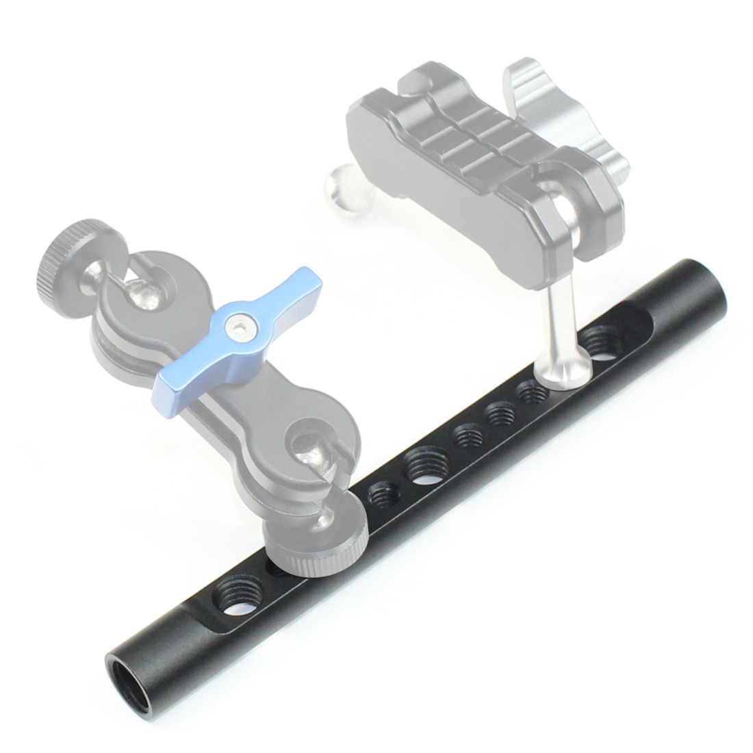 DSLR Cámara Rig 15mm queso Rod Bracket 1/4 "3/8" tornillos agujeros hombro varillas sistema riel aleación de aluminio ligera longitud del peso 150mm