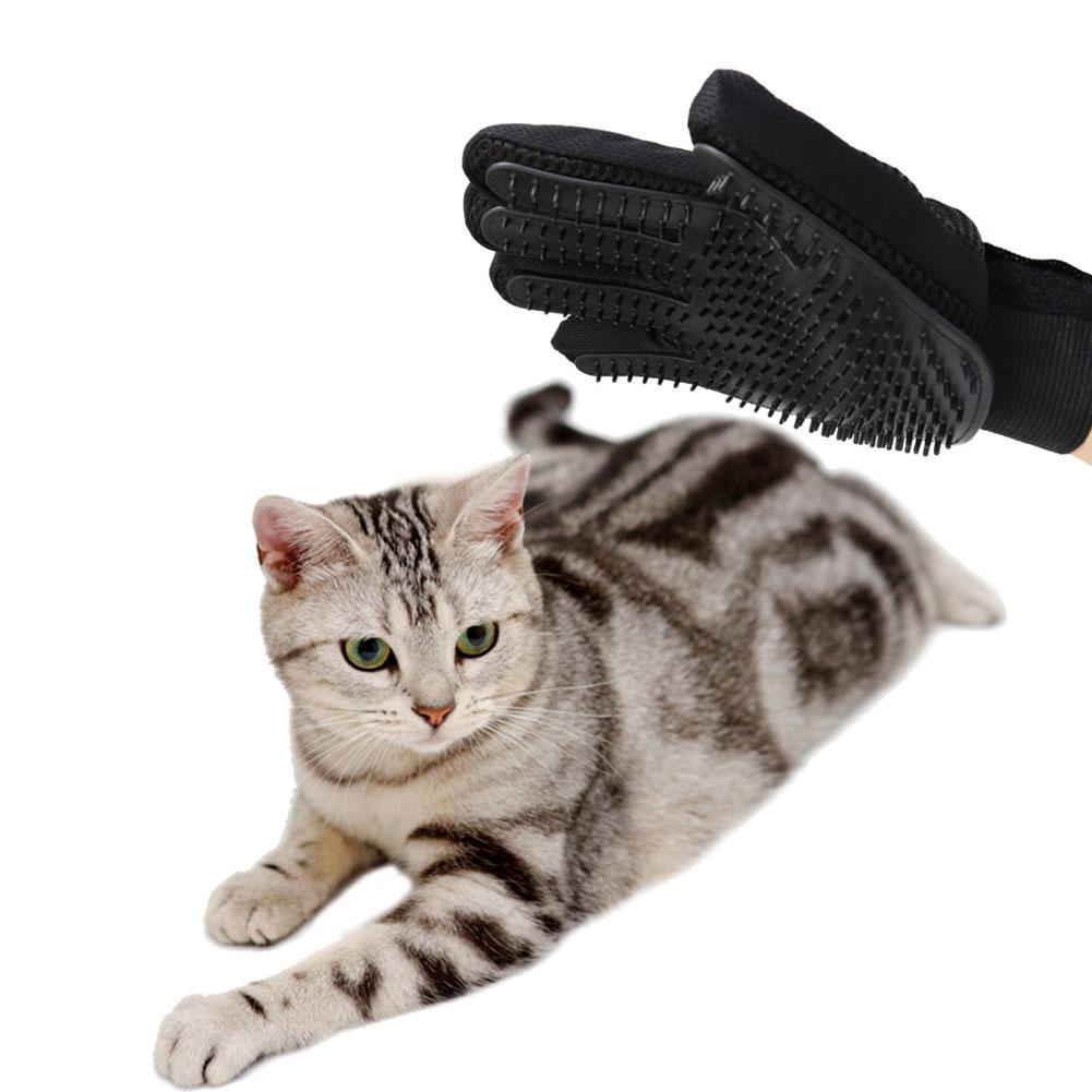 Guantes de aseo para mascotas, cepillo de Limpieza del cabello para perros y gatos, peine de goma negra, guante desodorizante con cinco dedos para mascotas, para perros y gatos,