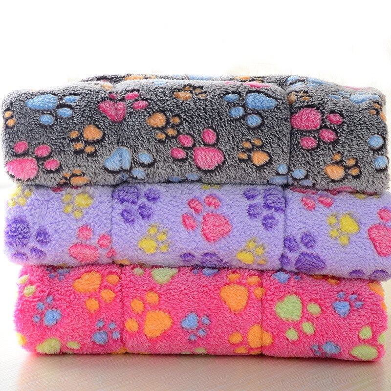 Couverture pour animaux de compagnie, niche pour chien, tapis en coton, imprimé pattes de flanelle, pour chat