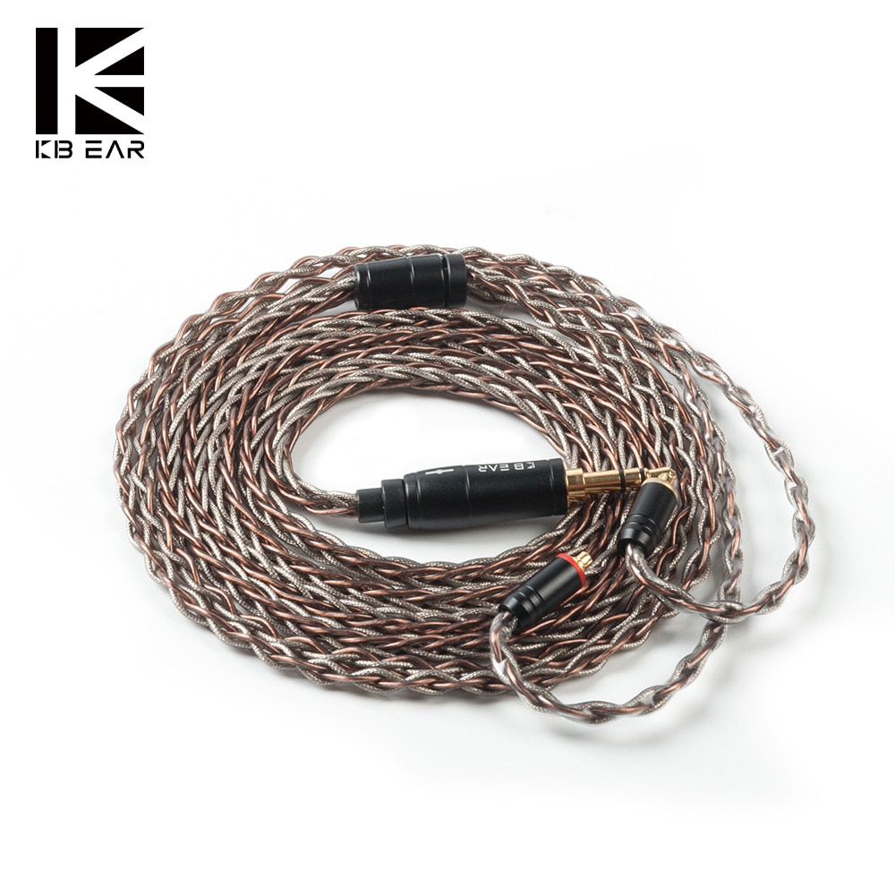 KBEAR Rhyme 8 core UPOCC single crystal copper cable 2pin/MMCX/QDC/TFZ with 2.5/3.5/4.4 connector Earphone cable KBEAR KS2