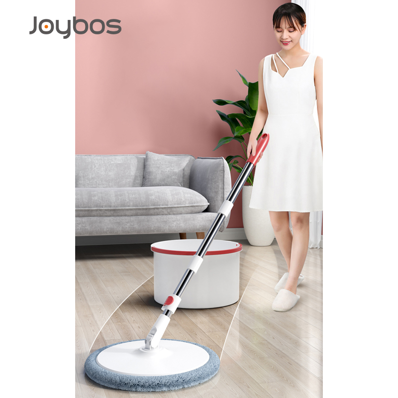 JOYBOS Cleaning Free Floor Mop Household Round Spin Mop for Wash Floor,Wet and Dry Flat Mopping Mop with 2 Cloth