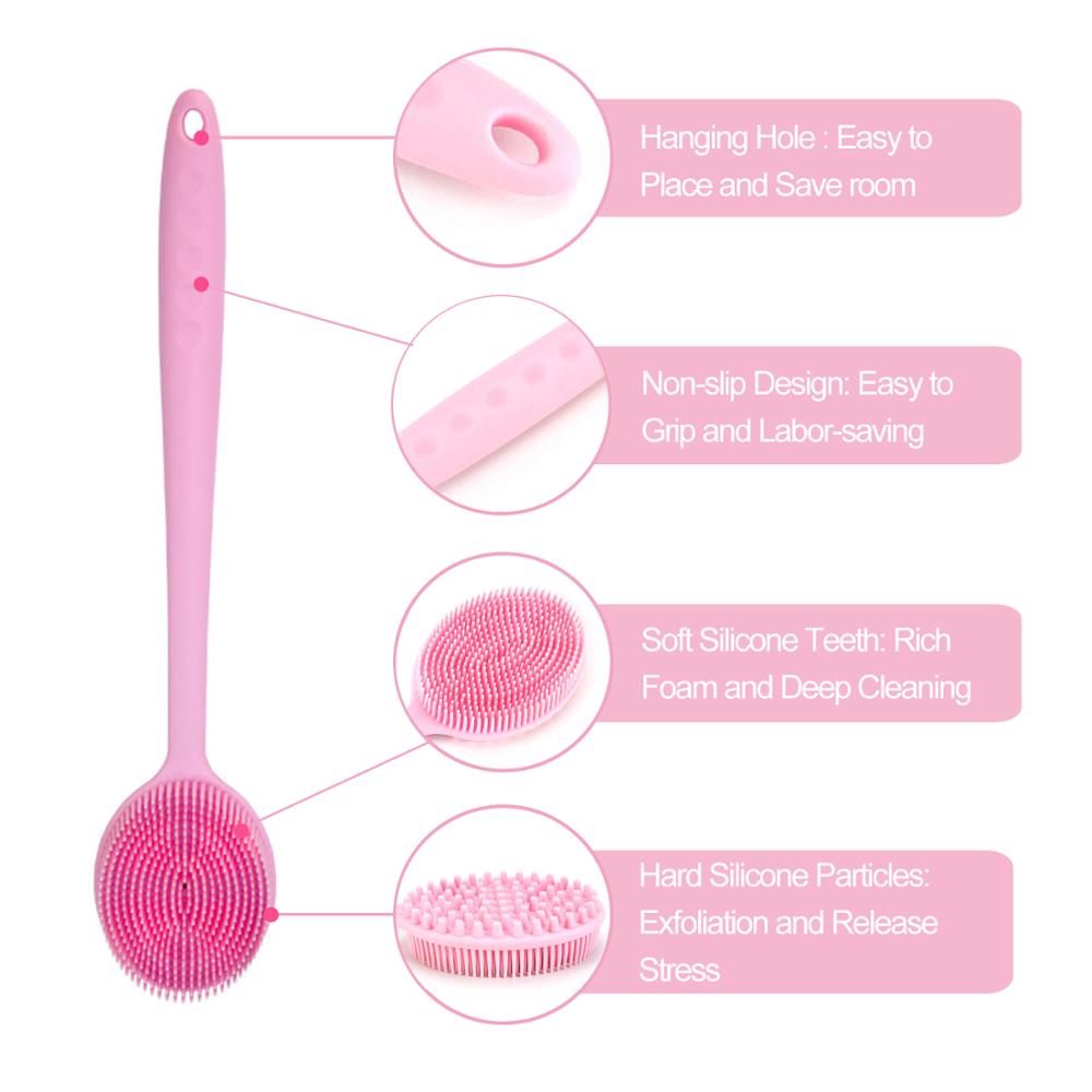 Lange Steel Plastic Bad Borstel Douche Terug Body Brush Massage Skin Cleaning Tools Douche Scrubber Borstels Badkamer Accessoires