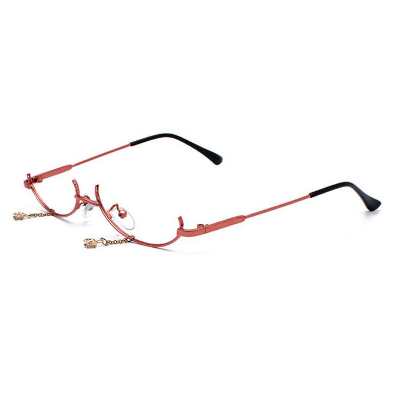 SO&amp;EI Ins Popular Vintage Lower Half Frame No Lens Women Glasses Frame Water Pendant Chain Decorative Glasses Empty Frame