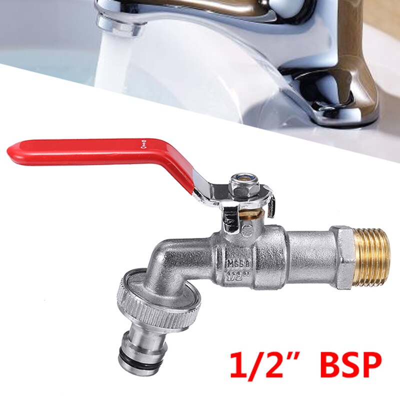 1pc Outside Tap for Garden Irrigation 1/2" BSP Lever Outside Garden Tap Brass Nickle Plated Automatic Watering
