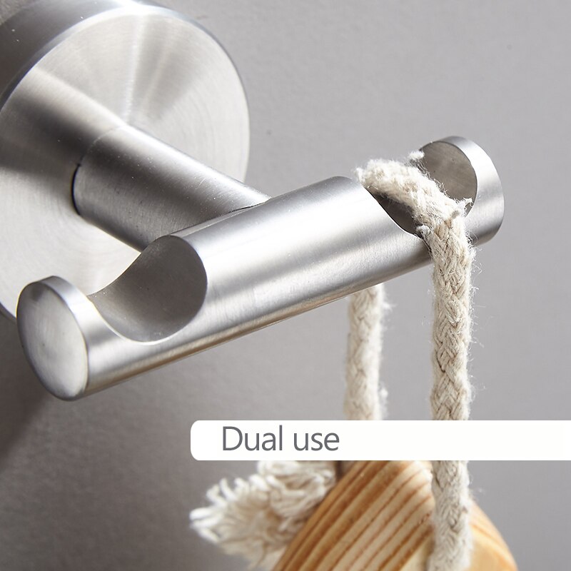 304 Brushed Stainless Steel Single Robe Hook Wall Mounted Towel Hook Clothes Hook Bathroom Hardware