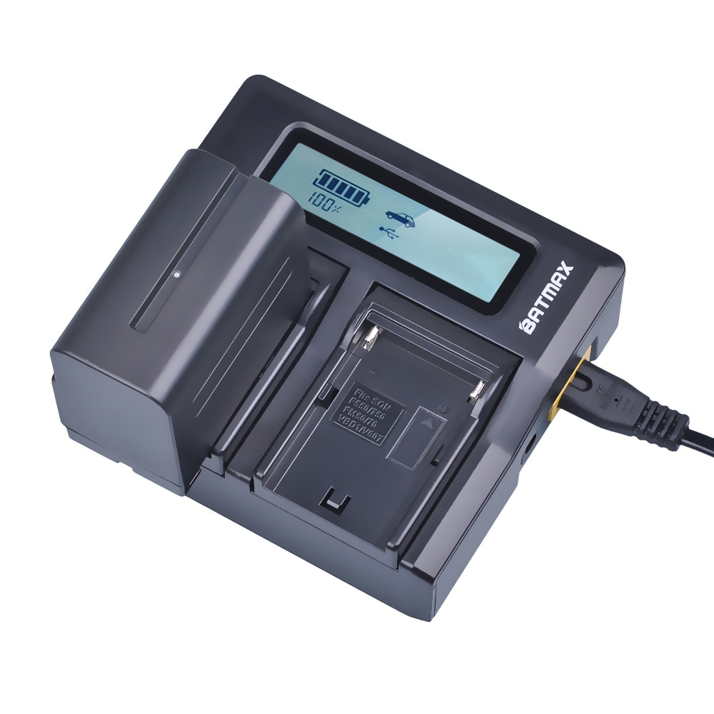 Batmax NP-F960 NP-F970 NP-F750 LCD Ultra Fast Dual Digital Charger for Sony NP-F960 NP-F950 NP-F770 NP-F750 NP-F550 FM-500H