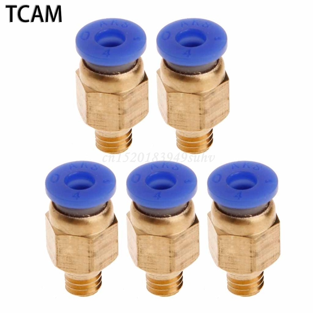Connecteurs pneumatiques à raccord droit, 5 pièces, pour tubes de 4mm OD M6 6mm Reprap