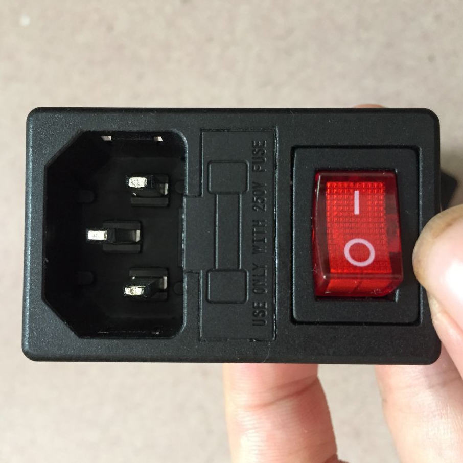 10x Power Entry Module - IEC C14 Inlet Socket with Fuse Switch & Red Rocker Switch - 15A 250V